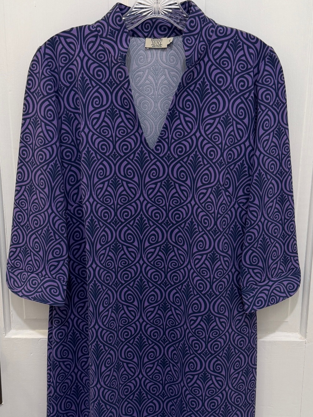 Katherine Way Purple & Navy Scroll-Print Tunic